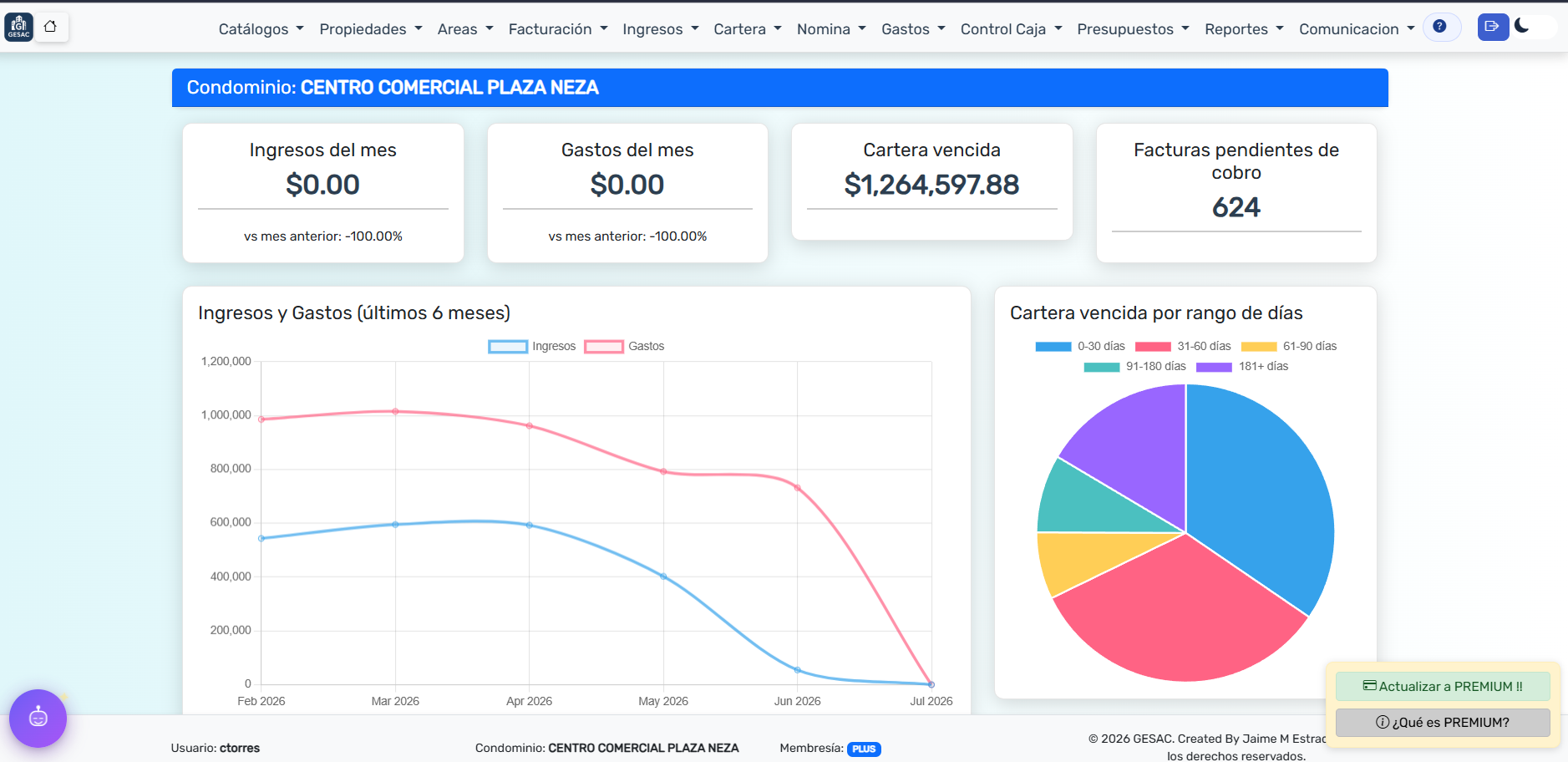 Dashboard inicial